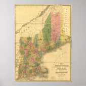  kaart 1839 New England Poster (Voorkant)