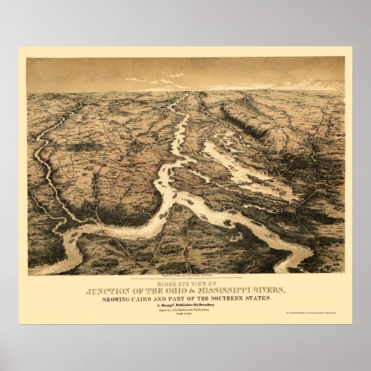 Kaart 1861 van de rivier de Ohio en de Mississippi Poster (Voorkant)