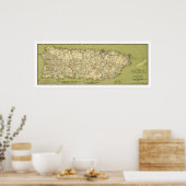 kaart 1900 van Puerto Rico Poster (Keuken)