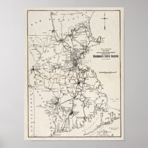 Kaart 1913 van de Lehigh Valley Transit Company Poster