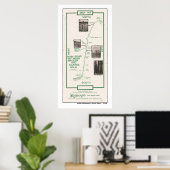 Kaart 1914, Madera to Coarse Gold Poster (Thuiskantoor)