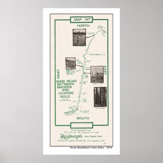 Kaart 1914, Madera to Coarse Gold Poster (Voorkant)