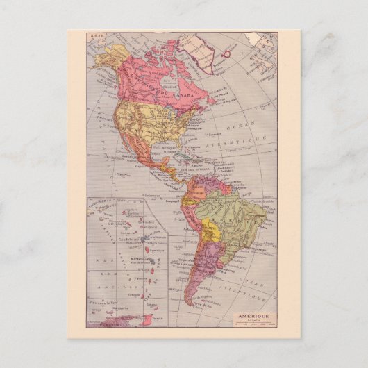 kaart, 1920, Amerika, noord en zuid Briefkaart (Voorkant)