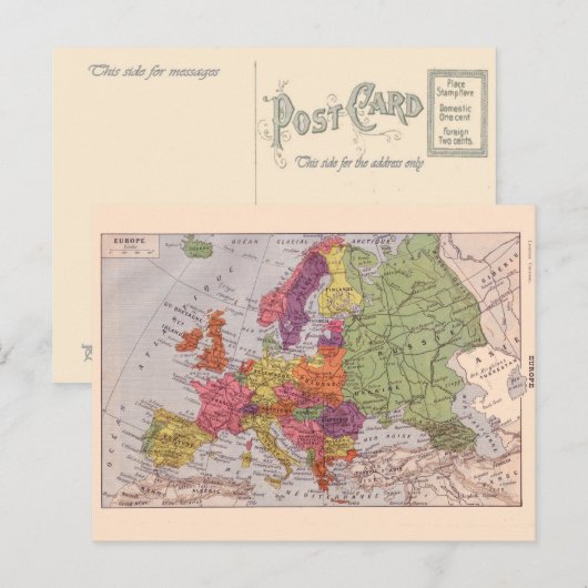 kaart, 1920, Europa Briefkaart (Voorkant / Achterkant)