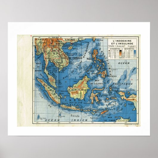 kaart, 1920, Frans, L'IndoChine et Insolinde Poster (Voorkant)