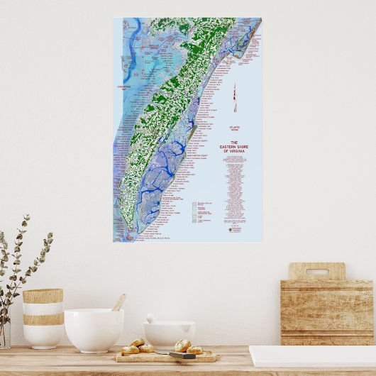 kaart 1 van de oostkust poster (Keuken)