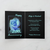Kaart 20-jarig huwelijksjubileum met blauwe roos (Binnen)