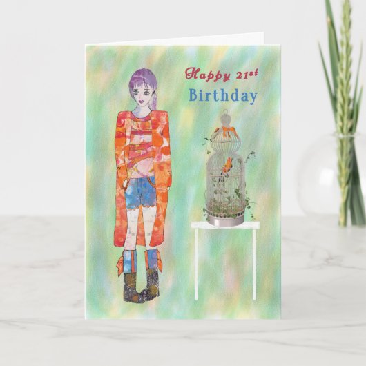 Kaart 21e verjaardag. Geboortedatum voor Vrouw (Voorkant)