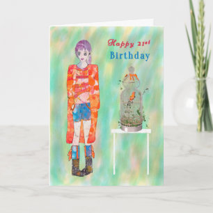 Kaart 21e verjaardag. Geboortedatum voor Vrouw