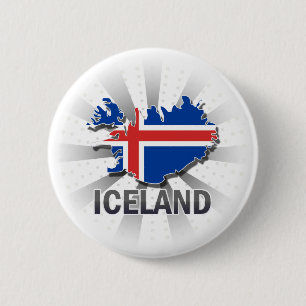 Kaart 2.0 van de IJslandse vlag Ronde Button 5,7 Cm