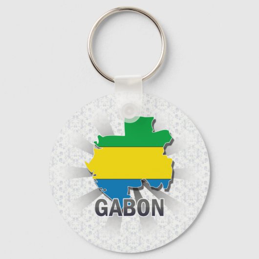 Kaart 2.0 van de vlag van Gabon Sleutelhanger (Voorkant)