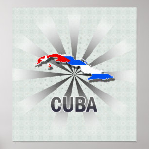 Kaart 2.0 voor de vlag van Cuba Poster