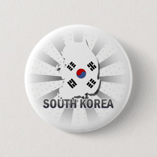 Kaart 2.0 voor de Zuid-Koreaanse vlag Ronde Button 5,7 Cm