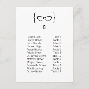 Kaart 2 Geeky Glasses Seating Chart Briefkaart v2