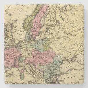 kaart 2 van Europa met kleurrijke atlas Stenen Onderzetter
