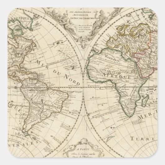 Kaart 2 vierkante sticker (Voorkant)