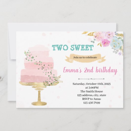 Kaart 2e verjaardag uitnodiging (Voorkant)