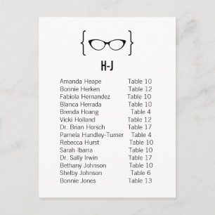 Kaart 6 Geeky Glasses Seating Chart Briefkaart v2