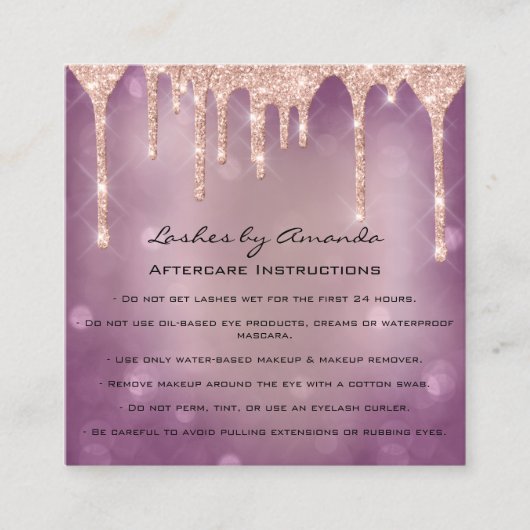 Kaart 6 Punch Aftercare Lash Glitter Roos Klantenkaartje (Voorkant)