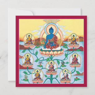 KAART 8 Medicine Buddhas-vierkante kaart met envel