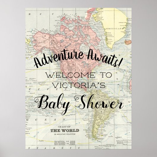  Kaart Aanduiding Baby shower Poster (Voorkant)