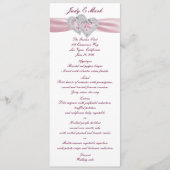 Kaart Aangepast roze hartenmenu (Voorkant)