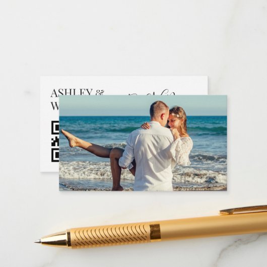 Kaart aangepaste foto QR-code RSVP-behuizing (Voorkant / Achterkant in situ)