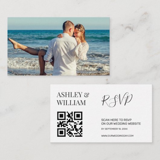 Kaart aangepaste foto QR-code RSVP-behuizing (Voorkant / Achterkant)