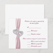 Kaart aangepaste roze hartenrespons (Voorkant / Achterkant)