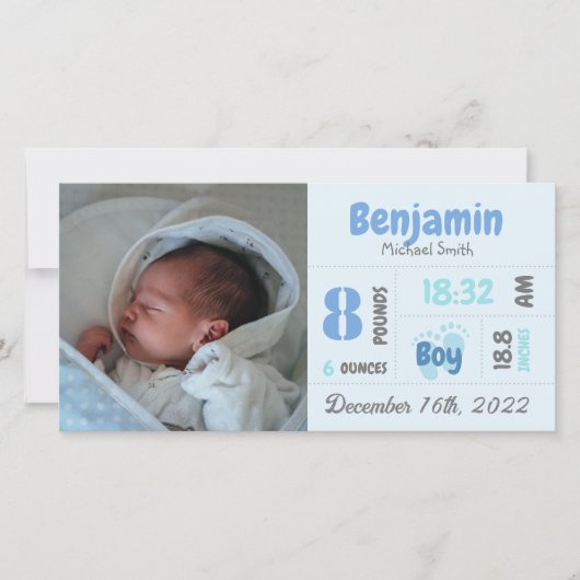 Kaart Aankondiging van persoonlijke pasgeboren fot (Voorkant)