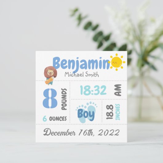 Kaart Aankondiging van persoonlijke pasgeboren fot (Staand voorkant)