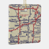 kaart Abilene en Salina KS Keramisch Ornament (Rechts)