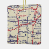 kaart Abilene en Salina KS Keramisch Ornament (Links)