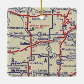 kaart Abilene en Salina KS Keramisch Ornament (Achterkant)