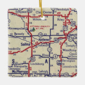 kaart Abilene en Salina KS Keramisch Ornament (Voorkant)
