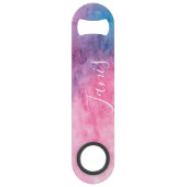 Kaart abstract roze en blauw patroonkrediet speed flessenopener (Voorkant)