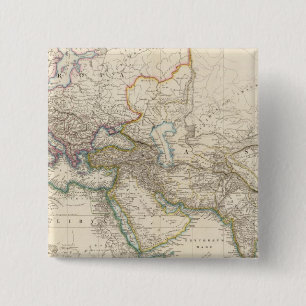 Kaart Afrika, Europa en western-Azië Vierkante Button 5,1 Cm