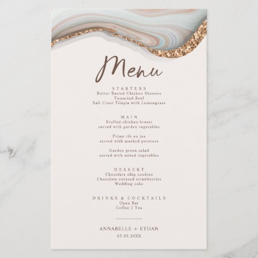 Kaart Agate Stone Marble Menu (Voorkant)