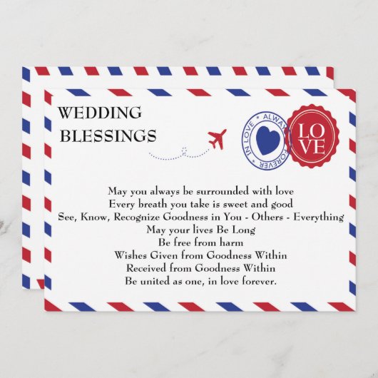 Kaart Airmail Wedding Blessings (Voorkant / Achterkant)