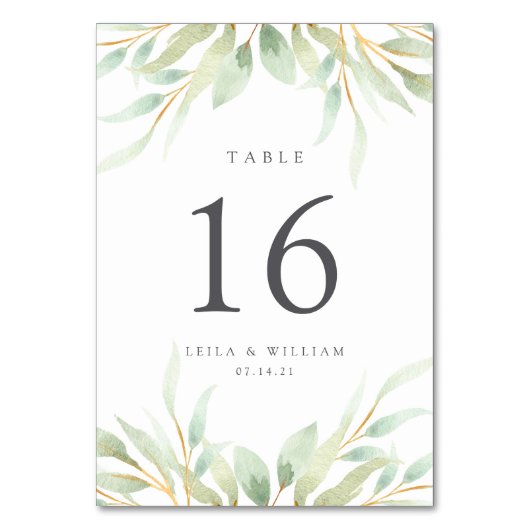Kaart Airy Botanical Personalized Table Number (Achterkant)