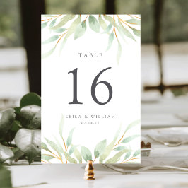 Kaart Airy Botanical Personalized Table Number