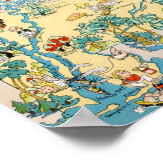  kaart Alabama Poster (Hoek)