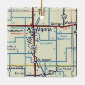  kaart Algona IA Keramisch Ornament (Achterkant)