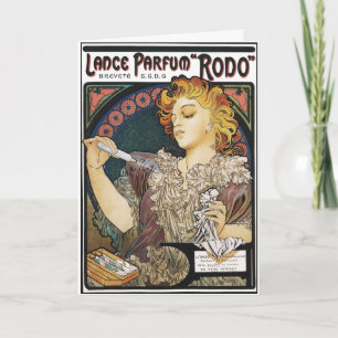 Kaart: Alphonse Mucha- Lance Parfum "Rodo " Feestdagen Kaart