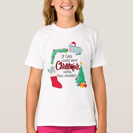 Kaart Als katten kerstliedjes zouden sturen, dan z T-shirt (Voorkant)