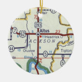  kaart Altus Oklahoma Keramisch Ornament (Voorkant)