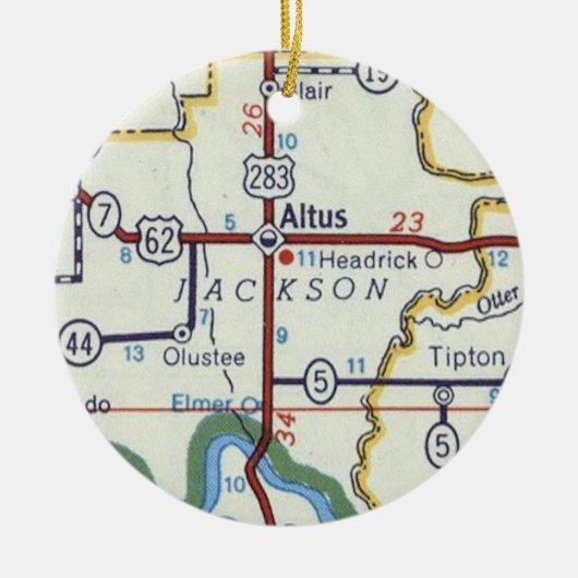  kaart Altus Oklahoma Keramisch Ornament (Voorkant)
