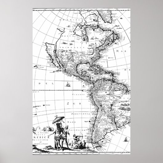 kaart amerika noord - amerika poster (Voorkant)