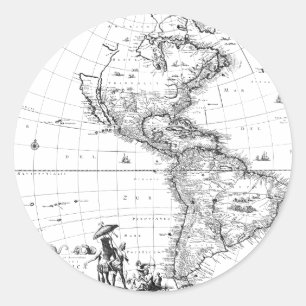 kaart amerika noord - amerika ronde sticker