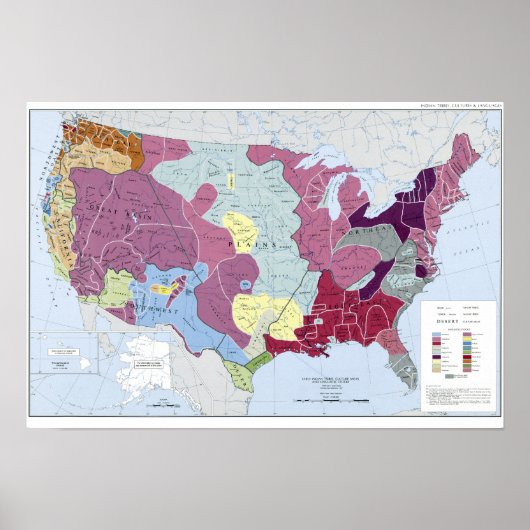 KAART: AMERIKAANSE INDIANEN POSTER (Voorkant)